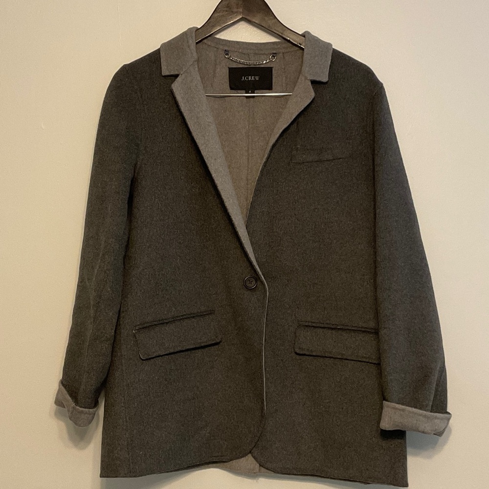 J. CREW Charcoal and Light Gray Wool-blend Blazer/Jacket